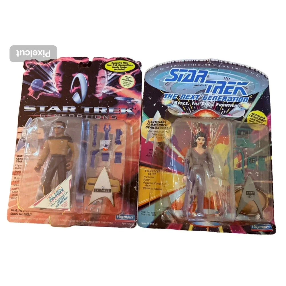 Star Trek Geordi La Forge Deanna Troi Action Figures Lot 2 New Other
